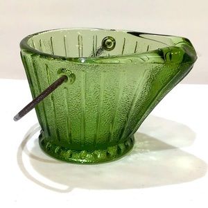 Hazel Atlas green glass coal bucket